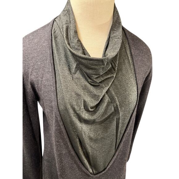 Vintage Max Mara Studio Wool Cocoon Cowl Neck Dress Size M Gray Metallic FLAWS - Picture 16 of 16